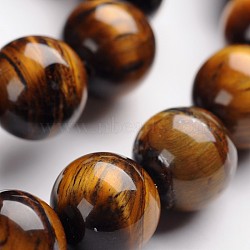 Round Natural Tiger Eye Gemstone Bead Strands, 12mm, Hole: 1mm, about 33pcs/strand, 14.9 inch(G-J333-03-12mm)