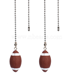 Plastic Pendant Decoration, with Brass Ball Chain, Rugby, Coconut Brown, 387mm(HJEW-WH0008-31P)
