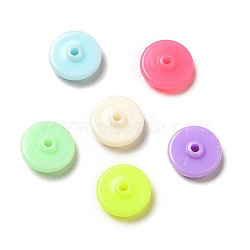 Macaron Color Opaque Acrylic Beads, Flat Round, Mixed Color, 12x5mm, Hole: 1.8mm, about 1785pcs/500g(MACR-J122-06)