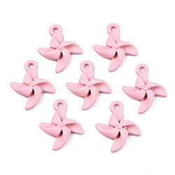 Spray Painted Alloy Pendants, Cadmium Free & Lead Free, Windmill, Pink, 16.5x14.5x3.5mm, Hole: 1.2mm(PALLOY-T075-118C-RS)