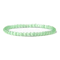 Cat Eye Beads Stretch Bracelets, Round, Green, 4mm(XZ8284-4)