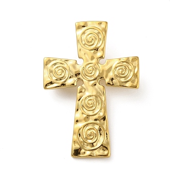 Stainless Steel Brooches, Cross, Golden, 43x30x3mm