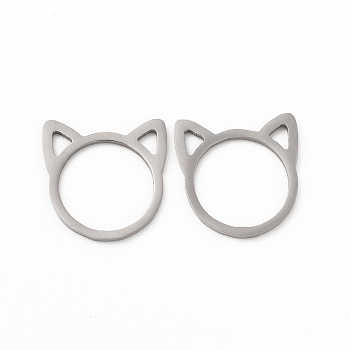 Non-Tarnish 201 Stainless Steel Pendants, Cat Head Charms, Stainless Steel Color, 17x16.5x1mm