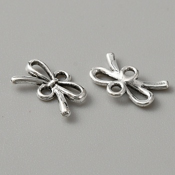 Tibetan Style Alloy Connector Charms, Bowknot Links, Antique Silver, 8x13x2mm, Hole: 1.5mm