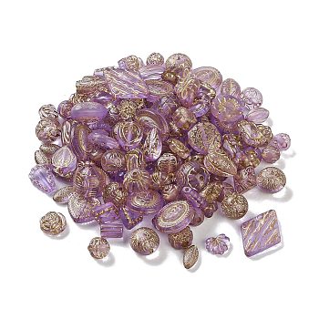 Transparent Acrylic Beads, Metal Enlaced, Mixed Shapes, Medium Purple, 7.5~22.5x7.5~21x5.5~13mm, Hole: 1.2~5.5mm, about 485pcs/500g