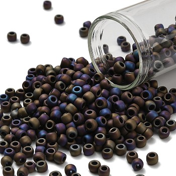 TOHO 6/0 Round Beads, Japanese Seed Beads, (615) Matte Color Iris Purple, 4mm, Hole: 1.5mm, about 168pcs/10g
