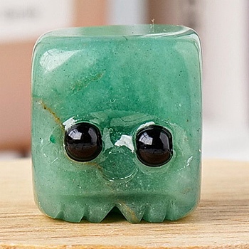 Natural Green Aventurine Carved Healing Cube Figurines, Reiki Energy Stone Display Decorations, 15~20mm