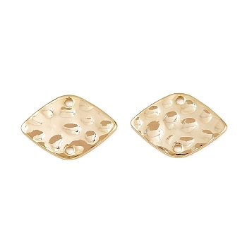 Brass Textured Geometric Connector Charms, Real 18K Gold Plated, Long-Lasting Plated, Nickel Free, Horse Eye, 9.5x14x1mm, Hole: 1mm