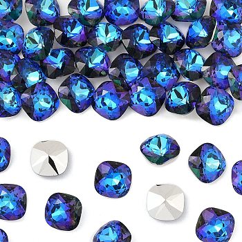 Preciosa&reg MAXIMA Crystal Fancy Stones, Czech Crystal, 435 36 132 Cushion Square, Aluminium Layer, 00030 296 Bermuda Blue, 12x12mm