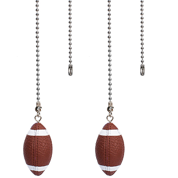 Plastic Pendant Decoration, with Brass Ball Chain, Rugby, Coconut Brown, 387mm