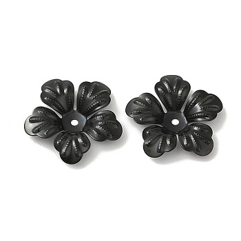 304 Stainless Steel Bead Caps, 5-Petal Flower, Black, 21x20x3.5mm, Hole: 1.6mm