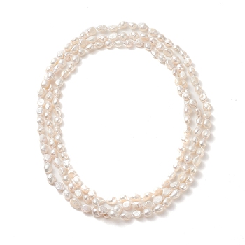 Natural Pearl Beaded 3 Layer Necklace for Women, Seashell Color, 62.99 inch(160cm)