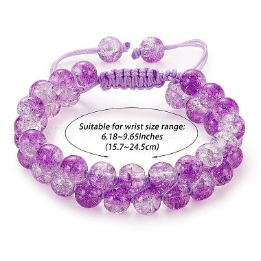 Sparkling Round Glass Braided Bead Bracelet(BJEW-SW00082-07)-2