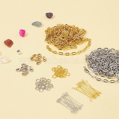 DIY Natural Mixed Stone Beads Strands and Round Plating Acrylic Beads(DIY-FS0001-16)-2