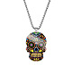 Stainless Steel Skull with Flower Pendant Necklaces(SKUL-PW0001-138B)-1