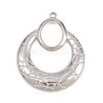 304 Stainless Steel Pendants, Stainless Steel Color, Teardrop Charm, 31x25.5x2.5mm, Hole: 1.6mm(STAS-L313-05B-P)