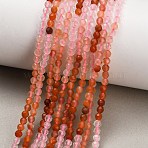 Gradient Color Natural Rose Quartz & Red Hematoid Quartz Beads Strands, Faceted, Round, 3mm, Hole: 0.5mm, about 123~124pcs/strand, 15.39''~15.67''(39.1~39.8cm)(GG-CBA1668-A03-3mm)