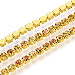Iron Rhinestone Cup Chains, with Spool, Gold, 2x2x2mm, about 10yard/Roll(CH-N005-05A)