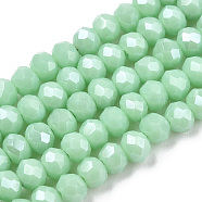 Electroplate Glass Beads Strands, Pearl Luster Plated, Faceted, Rondelle, Light Cyan, 2.9~3.3x2mm, Hole: 0.8mm, about 148~150pcs/strand, 39.5~40cm(EGLA-A044-P2mm-A14)