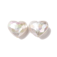 ABS Plastic Beads, UV Plating Rainbow Iridescent Beads, Heart, White, 16.5x19.5x11.5mm, Hole: 2mm(FIND-A013-08)