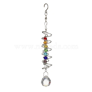 201 Stainless Steel Pendant Decorations, with Colorful Glass Pendant, for Outside Yard and Garden Decoration, Teardrop, 167mm(HJEW-E011-05P-01)