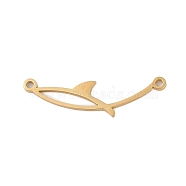 304 Stainless Steel Pendants, Laser Cut, Fish Charm, Real 18K Gold Plated, 24.5x7x1mm, Hole: 1.2mm(STAS-S139-04G)