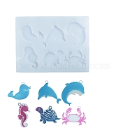 DIY Silicone Pendant Molds, Resin Casting Molds, For UV Resin, Epoxy Resin Decoration Making, Sea Animals, 151x199x7mm, Hole: 4.8mm, Inner Diameter: 48~73x39~67mm(SIMO-D004-02B)