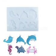 DIY Silhouette Silicone Pendant Molds, Resin Casting Molds, For UV Resin, Epoxy Resin Decoration Making, Sea Animals, 151x199x7mm, Hole: 4.8mm, Inner Diameter: 48~73x39~67mm(SIMO-D004-02B)