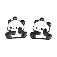 Panda Theme Alloy Enamel Pendants, Black, Panda, 22.5x20.5x1mm, Hole: 1.8mm(ENAM-F150-01)