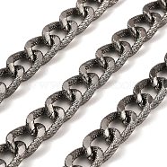 Aluminium Curb Chains, Texture, Unwelded, with Spool, Gunmetal, 17x12x3mm, about 32.81 Feet(10m)/Roll(CHA-C002-14B)