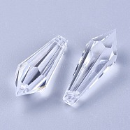 Transparent Acrylic Pendants, Faceted, teardrop, for Wedding Chandeliers, Clear, 38x13mm, Hole: 2mm(TACR-WH0002-02)