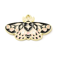 Alloy Enamel Pendants, Golden, Butterfly with Flower Charm, Misty Rose, 17.5x30x1.5mm, Hole: 1.6mm(X-ENAM-R146-01E)