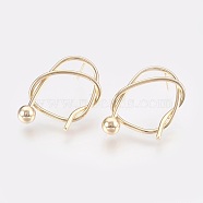 Eco-Friendly Brass Ear Stud, Real 18K Gold Plated, Long-Lasting Plated, Cadmium Free & Nickel Free & Lead Free, 29x22x3mm, Pin: 0.7mm(X-EJEW-E230-12G)