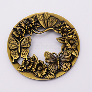 Zinc Alloy Cover, with Butterfly Pattern, for Aromatherapy Candle, Round, Antique Bronze, 82x12mm, Inner Diameter: 68mm(PALLOY-WH0070-57AB)