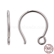 Rhodium Plated 925 Sterling Silver Earring Hooks, Platinum, 12.3mm, Hole: 1mm, 20 Gauge, Pin: 0.8mm(STER-N0001-028)