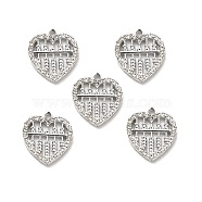 Alloy Rhinestone Pendants, Platinum Tone Hollow Out Heart Abacus Charms, Crystal, 20x18x2.8mm, Hole: 2mm(ALRI-C007-17P)