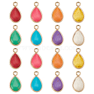 PandaHall Elite 16Pcs 8 Colors Synthetic Turquoise Pendants, with Light Gold Plated Brass Edge, Teardrop, Dyed, Mixed Color, 18~19x10.5x5mm, Hole: 2mm, 2pcs/color(G-PH0001-52)