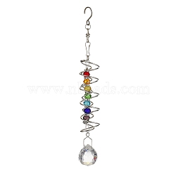 201 Stainless Steel Pendant Decorations, with Colorful Glass Pendant, for Outside Yard and Garden Decoration, Teardrop, 167mm(HJEW-E011-05P-01)