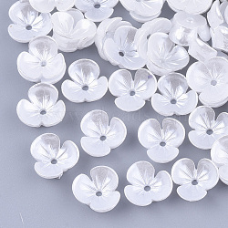 Resin Imitation Pearl Bead Caps, 3-Petal, Flower, White, 10x10.5x4mm, Hole: 1.4mm(X-RESI-T040-007B)