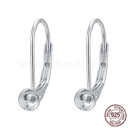 925 Sterling Silver Leverback Earring Findings, Silver, 16x13x4mm, Pin: 0.8mm, Tray: 4mm(STER-I014-13S)