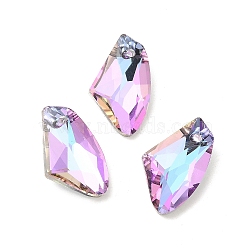 Electroplated Glass Pendants, Back Plated, Faceted, Polygon, Plum, 19x11x5mm, Hole: 1.2mm(EGLA-M029-04-01)