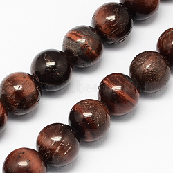 Natural Red Tiger Eye Stone Bead Strands, Dyed, Round, 4mm, Hole: 0.5mm, about 95pcs/strand, 14.9 inch(G-R193-08-4mm)