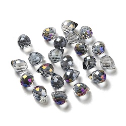 Electroplated Glass Beads, Faceted, Teardrop Charms, Top Drilled, Purple, 11x8mm, Hole: 1.2mm(GLAA-K062-01A-FR06)