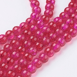 Spray Painted Crackle Glass Beads Strands, Round, Two Tone, FireBrick, 6mm, Hole: 1.3~1.6mm, about 133pcs/strand, 31.4 inch(CCG-Q002-6mm-08)