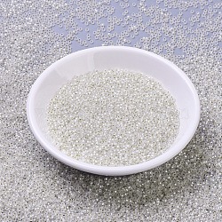 MIYUKI Round Rocailles Beads, Japanese Seed Beads, (RR1901) Semi-Frosted Silverlined Crystal, 11/0, 2x1.3mm, Hole: 0.8mm, about 1100pcs/bottle, 10g/bottle(SEED-JP0008-RR1901)