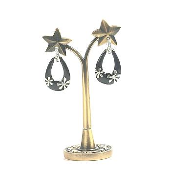Star Shape Alloy Earring Jewelry Display Rack, Antique Bronze, 38x60x100mm