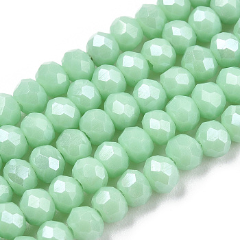 Electroplate Glass Beads Strands, Pearl Luster Plated, Faceted, Rondelle, Light Cyan, 2.9~3.3x2mm, Hole: 0.8mm, about 148~150pcs/strand, 39.5~40cm