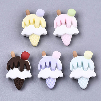 Resin Decoden Cabochons, Imitation Food, Ice Cream, Mixed Color, 26~27x17x8mm