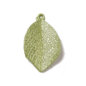 Painting Alloy Pendants, Leaf, Yellow Green, 31.5x19x4.5mm, Hole: 1.2mm
