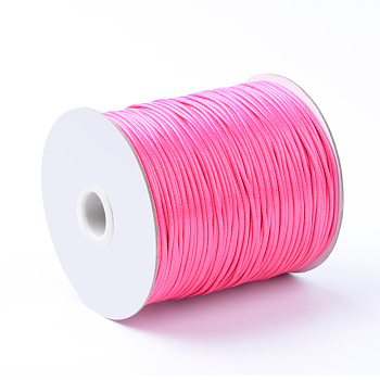 Korean Waxed Polyester Cords, Deep Pink, 3mm, about 43.74 yards(40m)/roll